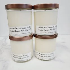 Cedar Mountain Candle Sales 8 Cedar Mountain Candle CLEARANCE 9 Oz Glass Jar Soy Candle - Rockin' Around The Christmas Tree Candles