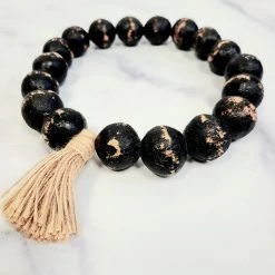 Cedar Mountain Candle CLEARANCE Black Farmhouse Clay Beads With Tassel