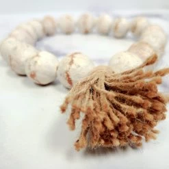 Cedar Mountain Candle Candles CLEARANCE Distressed White Clay Farmhouse Beads With Tassel