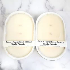 Cedar Mountain Candle Candles CLEARANCE 3 Wick White Dough Bowl Soy Candle - Vanilla Cupcake