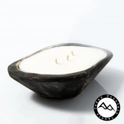 Cedar Mountain Candle Wholesale Riverside - 3 Wick Black Wood Dough Bowl 8 Cedar Mountain Candle Wholesale Riverside - 3 Wick Black Wood Dough Bowl