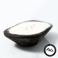 Cedar Mountain Candle Wholesale Blackberry Ginger - 3 Wick Black Wood Dough Bowl