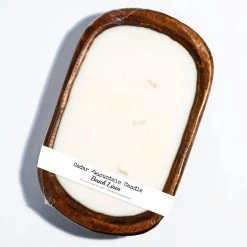 Cedar Mountain Candle Wholesale Beach Linen - 3 Wick Natural Wood Dough Bowl