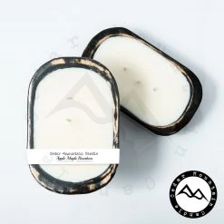 Cedar Mountain Candle Wholesale Candles Peony & Vanilla Rosewater - 3 Wick Black Wood Dough Bowl