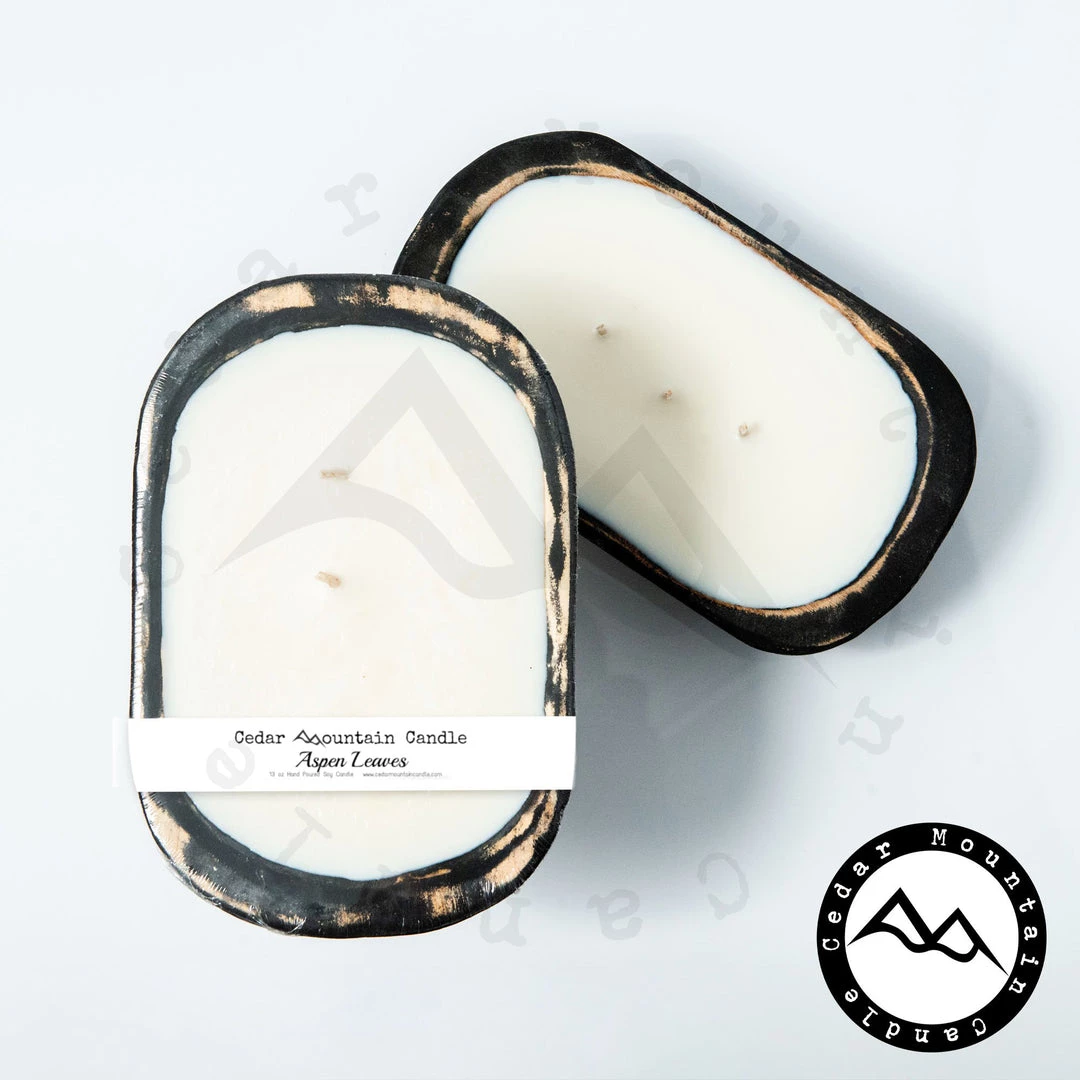 Cedar Mountain Candle Wholesale Candles Aspen Leaves - 3 Wick Black Wood Dough Bowl 2 Cedar Mountain Candle Wholesale Candles Aspen Leaves - 3 Wick Black Wood Dough Bowl