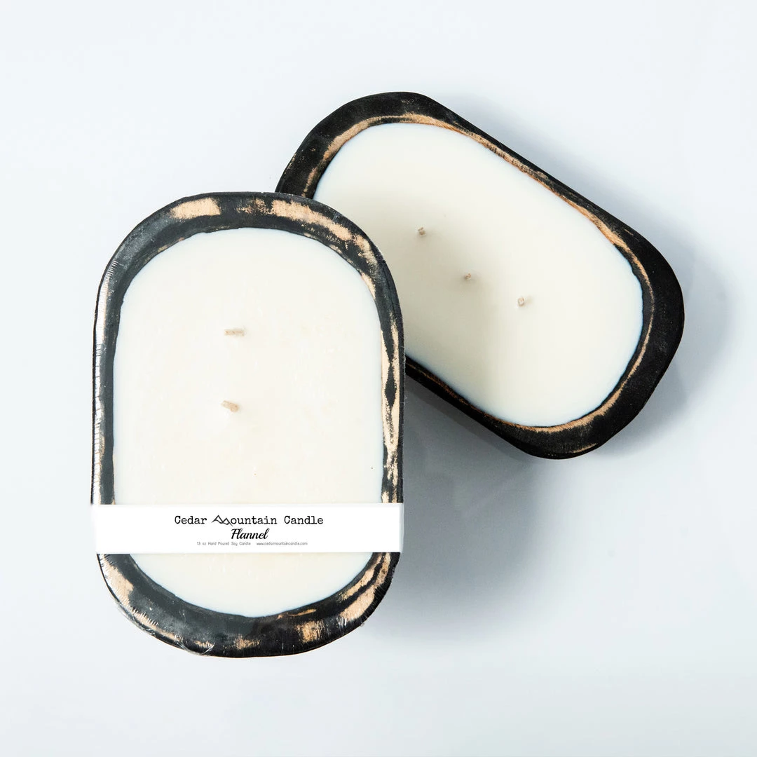 Cedar Mountain Candle Wholesale Flannel - 3 Wick Black Wood Dough Bowl Candles 2 Cedar Mountain Candle Wholesale Flannel - 3 Wick Black Wood Dough Bowl Candles