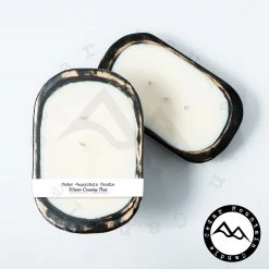 Cedar Mountain Candle Wholesale Warm Country Pear - 3 Wick Black Wood Dough Bowl Candles