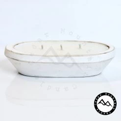 Cedar Mountain Candle 3 Wick White Wood Dough Bowl - Choose Your Scent Candles