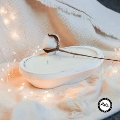 Cedar Mountain Candle Wholesale Orange Blossom - 3 Wick White Wood Dough Bowl Candles