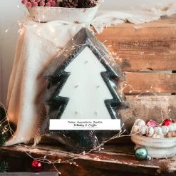 Cedar Mountain Candle Candles 5 Wick Black Pottery Christmas Tree Bowl Candle - Whiskey & Coffee