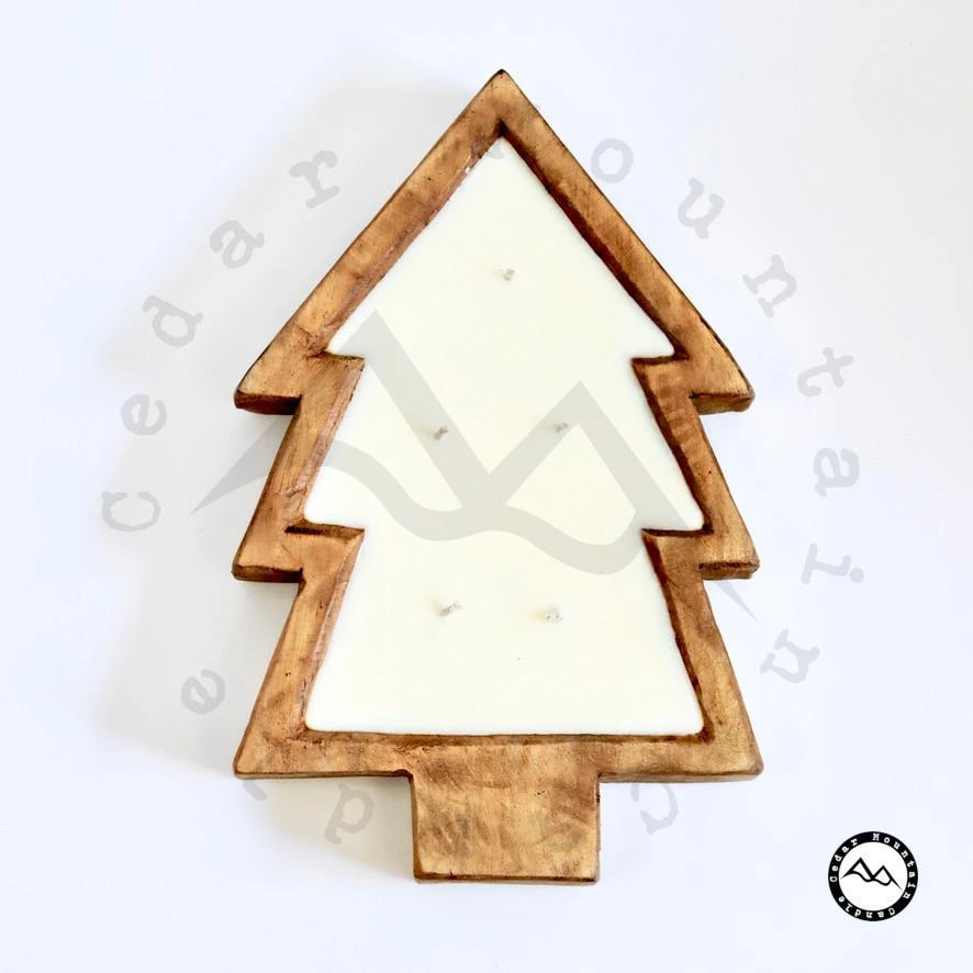 Cedar Mountain Candle 5 Wick Natural Wood Christmas Tree Bowl Candle - Peppermint Bark 4 Cedar Mountain Candle 5 Wick Natural Wood Christmas Tree Bowl Candle - Peppermint Bark