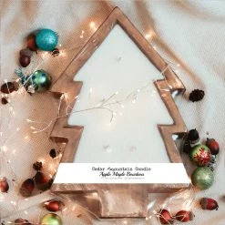 Cedar Mountain Candle 5 Wick Natural Wood Christmas Tree Bowl Candle - Apple Maple Bourbon