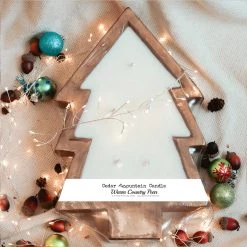 Cedar Mountain Candle 5 Wick Natural Wood Christmas Tree Bowl Candle - Warm Country Pear