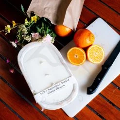 Cedar Mountain Candle Wholesale Orange Blossom - 3 Wick White Wood Dough Bowl Candles