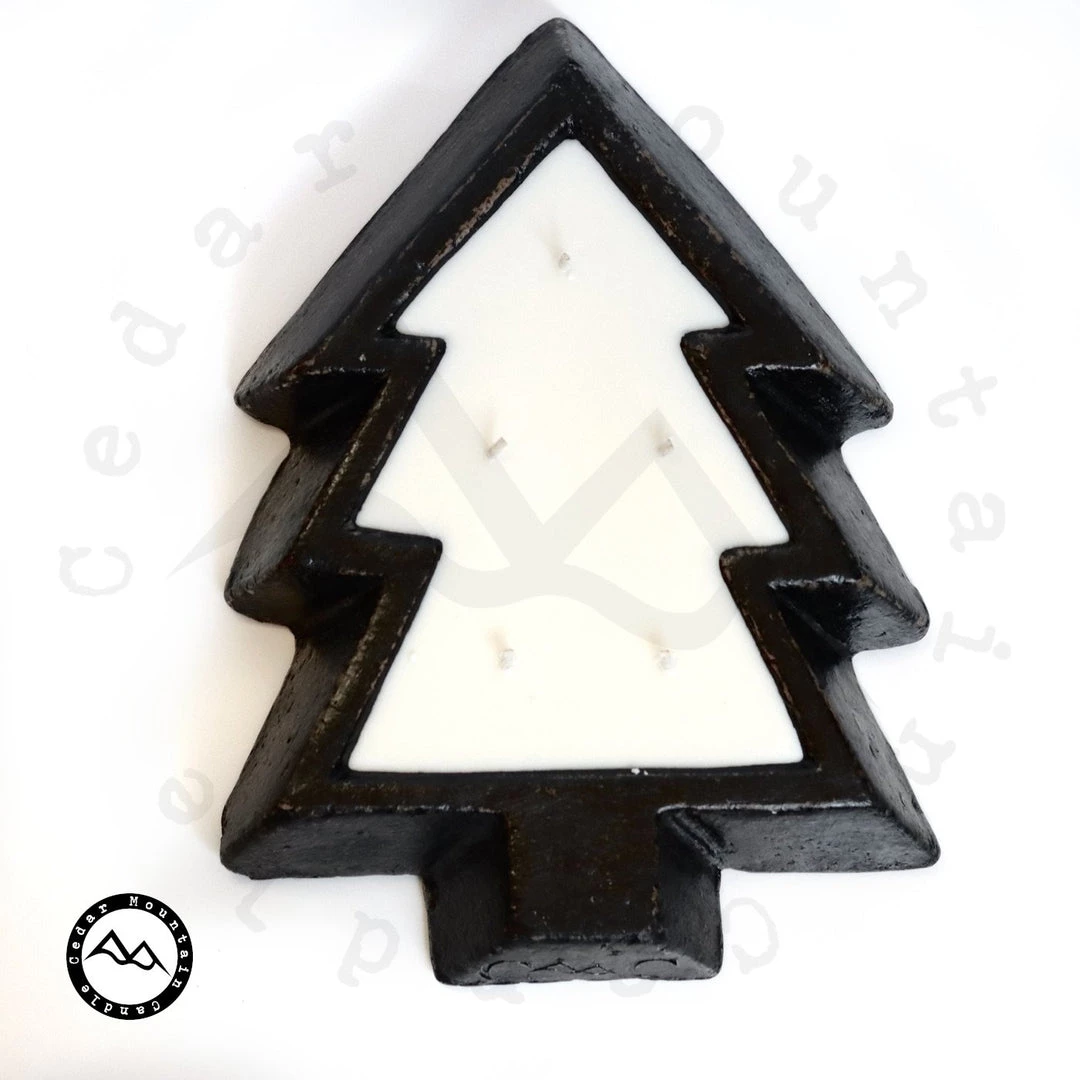 Cedar Mountain Candle 5 Wick Black Pottery Christmas Tree Bowl Candle - Mahogany & Teakwood 2 Cedar Mountain Candle 5 Wick Black Pottery Christmas Tree Bowl Candle - Mahogany & Teakwood