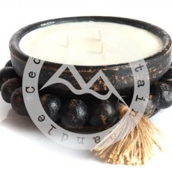 Cedar Mountain Candle Wholesale Spiced Cranberry Apple - 3 Wick Handmade Beaded Pottery Soy Candle - Black