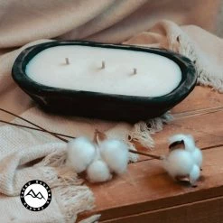 Cedar Mountain Candle Wholesale Blackberry Bourbon - 3 Wick Black Wood Dough Bowl