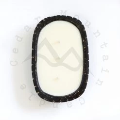 Cedar Mountain Candle 3 Wick Boho Black Pottery Dough Bowl Candle - Apple Maple Bourbon