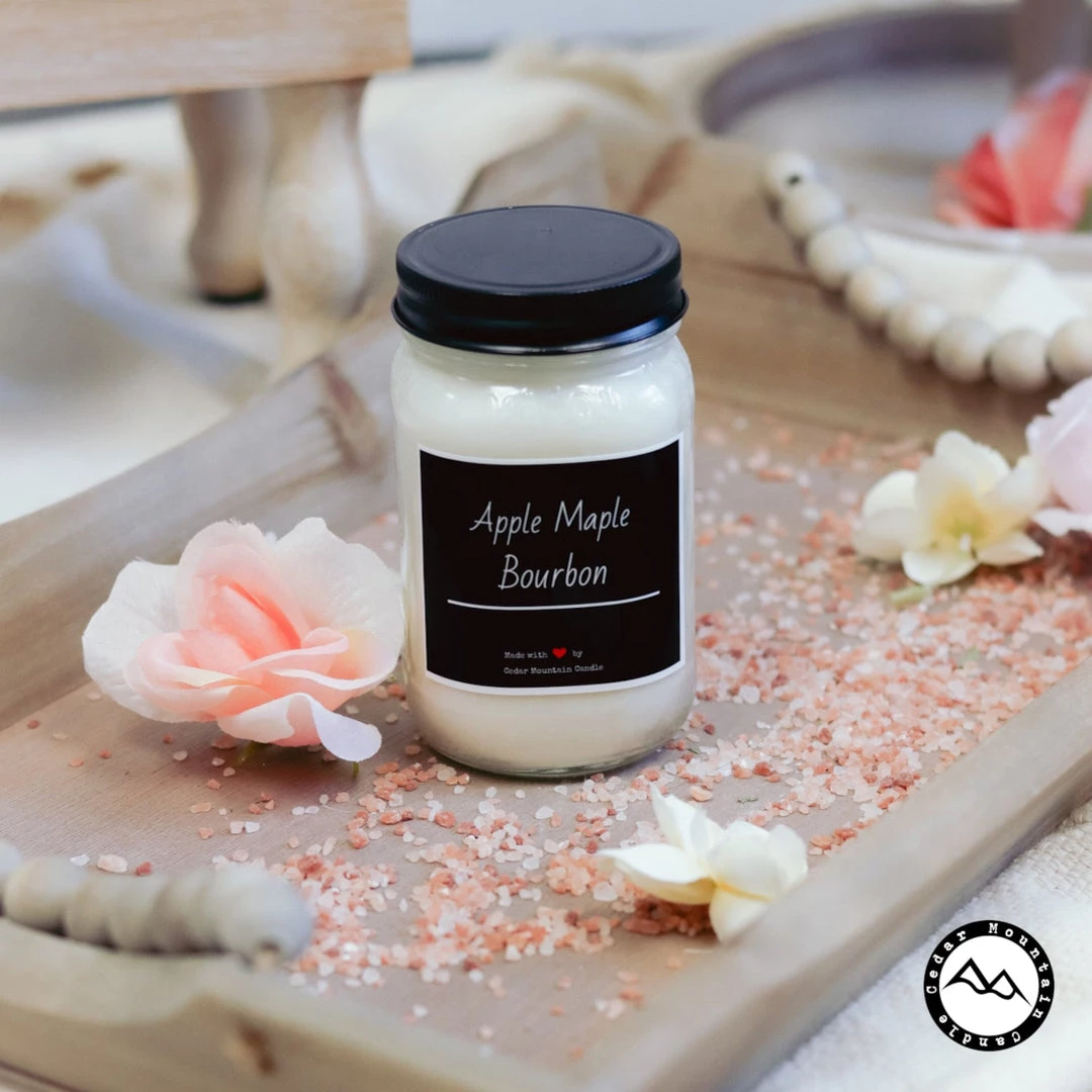 Cedar Mountain Candle Candles Black & White Label Mason Jar Soy Candle 4 Cedar Mountain Candle Candles Black & White Label Mason Jar Soy Candle