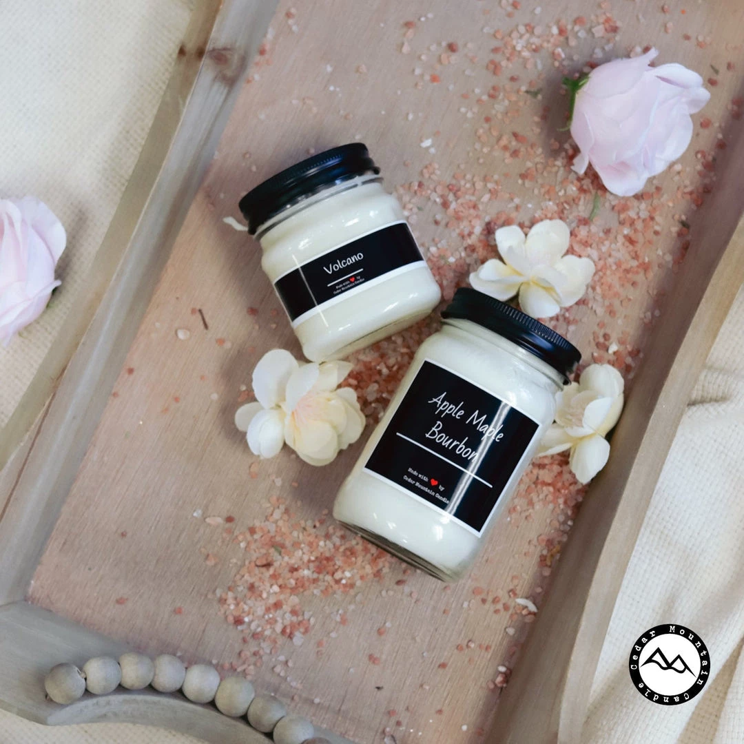 Cedar Mountain Candle Candles Black & White Label Mason Jar Soy Candle 2 Cedar Mountain Candle Candles Black & White Label Mason Jar Soy Candle