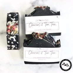 Cedar Mountain Candle All Natural Cold Process Handmade Bar Soap - Charcoal & Tea Tree Candles