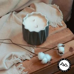 Cedar Mountain Candle Grey Geometric Planter Soy Candle - Choose Your Scent Candles