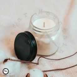 Cedar Mountain Candle 6.5 Oz Clear Mason Jar Soy Candle - Peony & Vanilla Rosewater