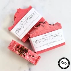 Cedar Mountain Candle All Natural Cold Process Handmade Bar Soap - Rose Clay & Charcoal