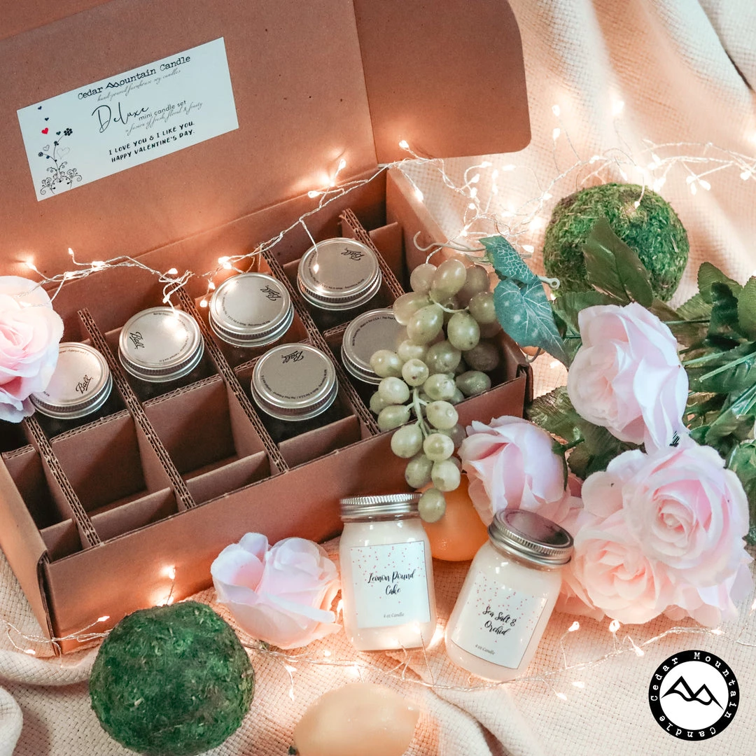 Cedar Mountain Candle Candles Valentine's Day Mini Candle Gift Set - Deluxe Collection - Set Of 8 4 Cedar Mountain Candle Candles Valentine's Day Mini Candle Gift Set - Deluxe Collection - Set Of 8
