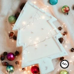 Cedar Mountain Candle 5 Wick White Wood Christmas Tree Bowl Candle - Fresh Brewed Coffee Candles